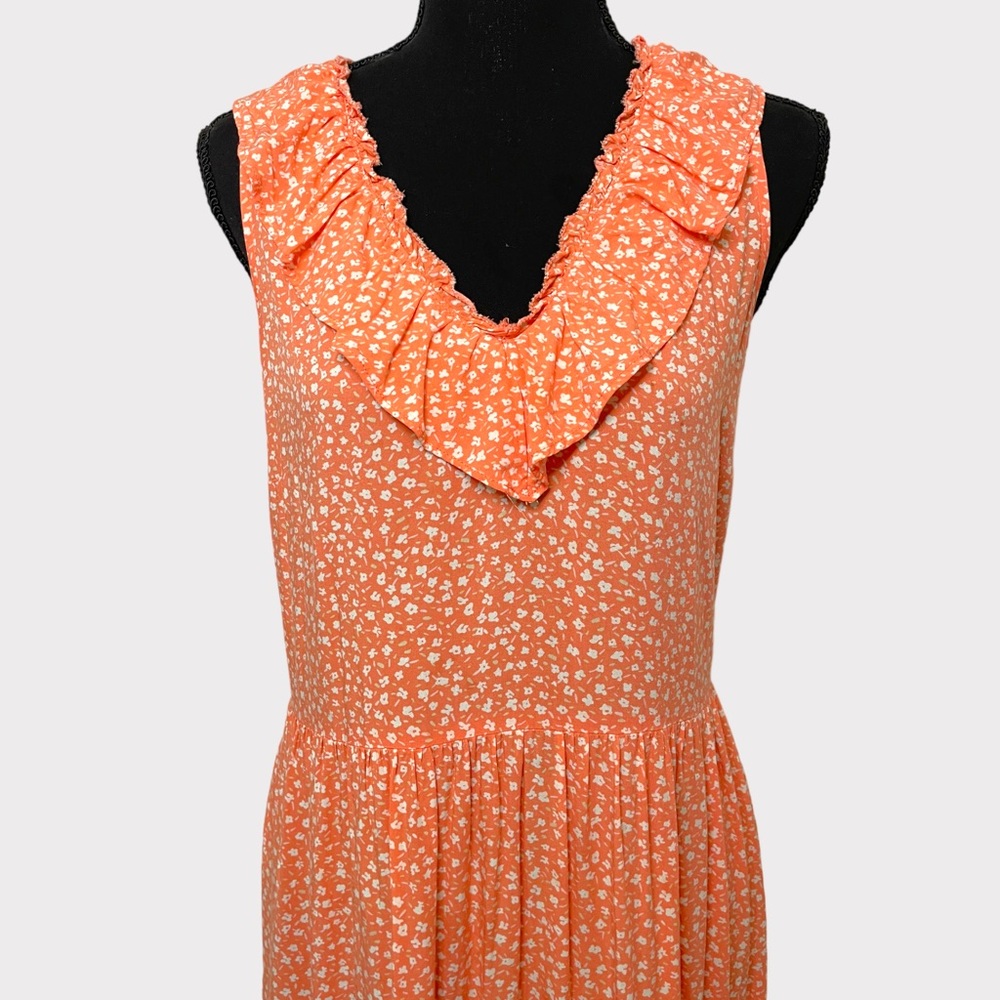 Old Navy - Floral Ruffled V-Neck Sundress - Orange/White - Size M - Picture 4 of 7